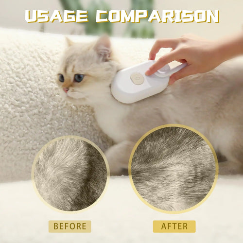 Cepillo de vapor eléctrico para gatos con pulverizador