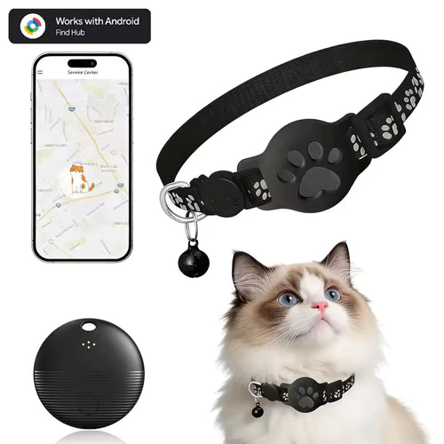Etiqueta de seguimiento GPS por Bluetooth para mascotas con collar, compatible solo con dispositivos Android a través de la red Google Find My, collar localizador para gatos