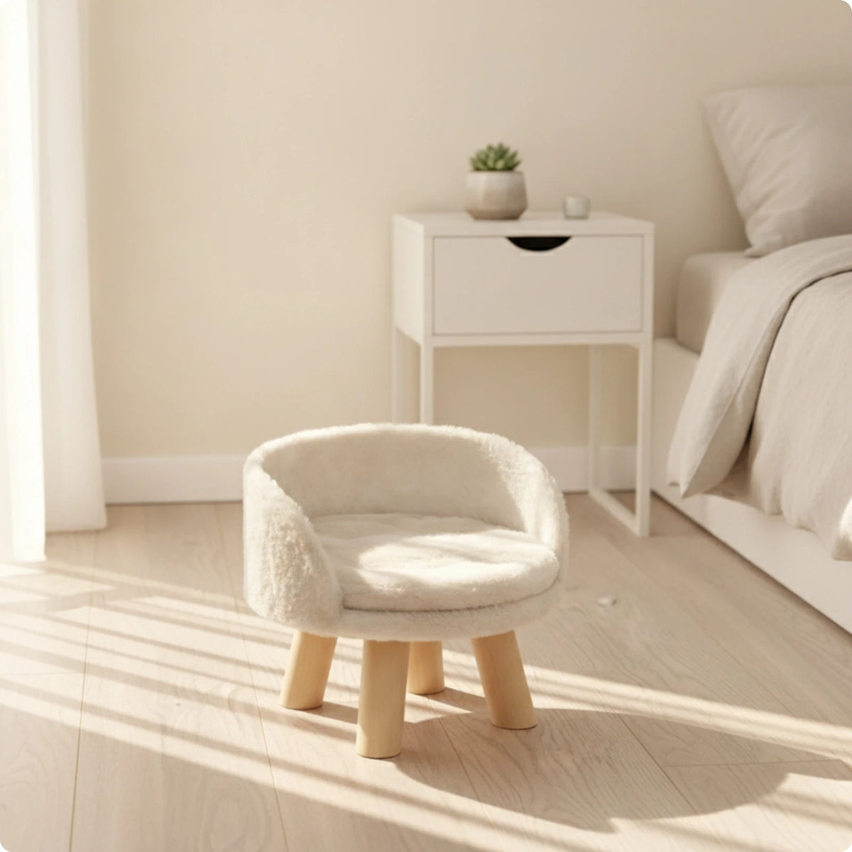 Cama para Gatos con Patas de Madera, Sofá Elevado para Mascotas, Mueble Acogedor con Cojín Profundo para Gatos, Sala de Estar, Dormitorio
