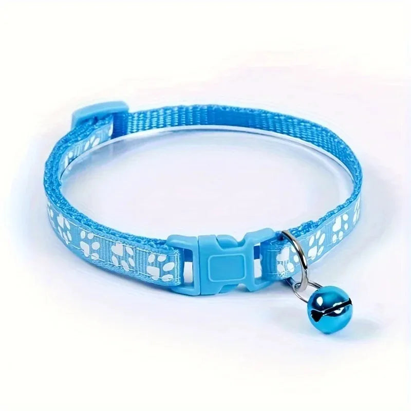 Collar de moda para gatos, con diseño colorido y campana, ajustable, para gatos y gatitos, collar con anillo DIY, accesorios para mascotas